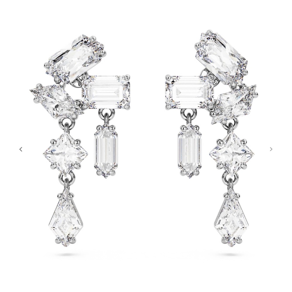 SWAROVSKI drop earrings Mixed cuts, White, Rhodium plated. New in box.